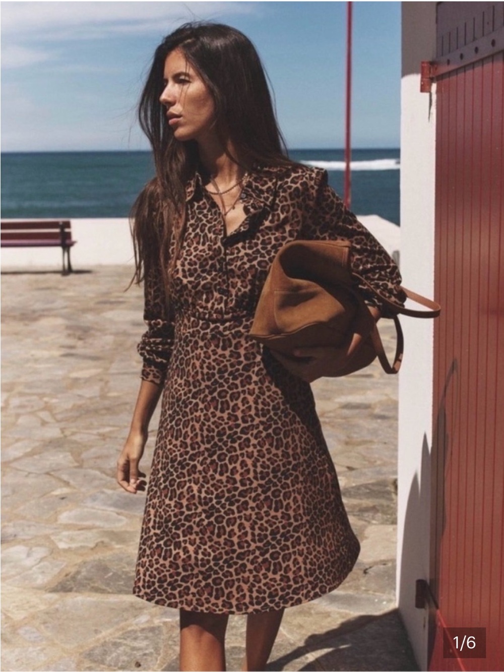 Boden Long-Sleeve Leopard Print Shirt Dress - Brown/Black